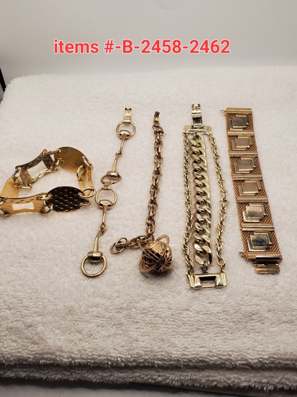 5 Bracelets, items # B-2458-2462, wt. 172 grams